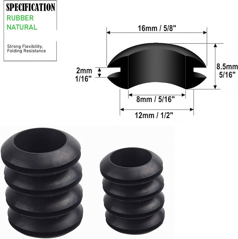 EASYEAH Store 1/2 Inch Rubber Grommet for Wiring, 5/16 in ID Firewall Grommet Automotive, Eyelet Ring Gasket Hole Grommets for Metal Electric Box, Wires Cables Hoses Cords Protection, 60 Pcs, 8x12 mm - Image 2